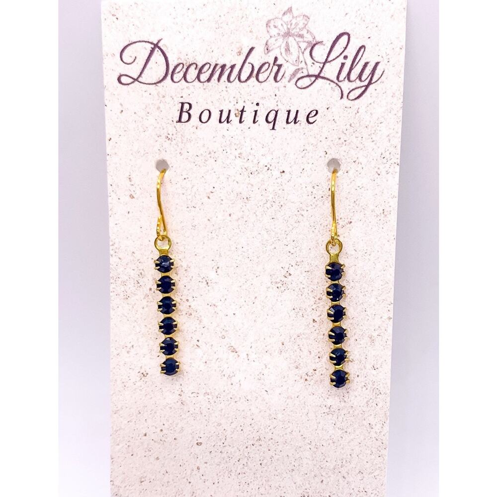 Vintage Jet Black Rhinestone Dangle Earrings
